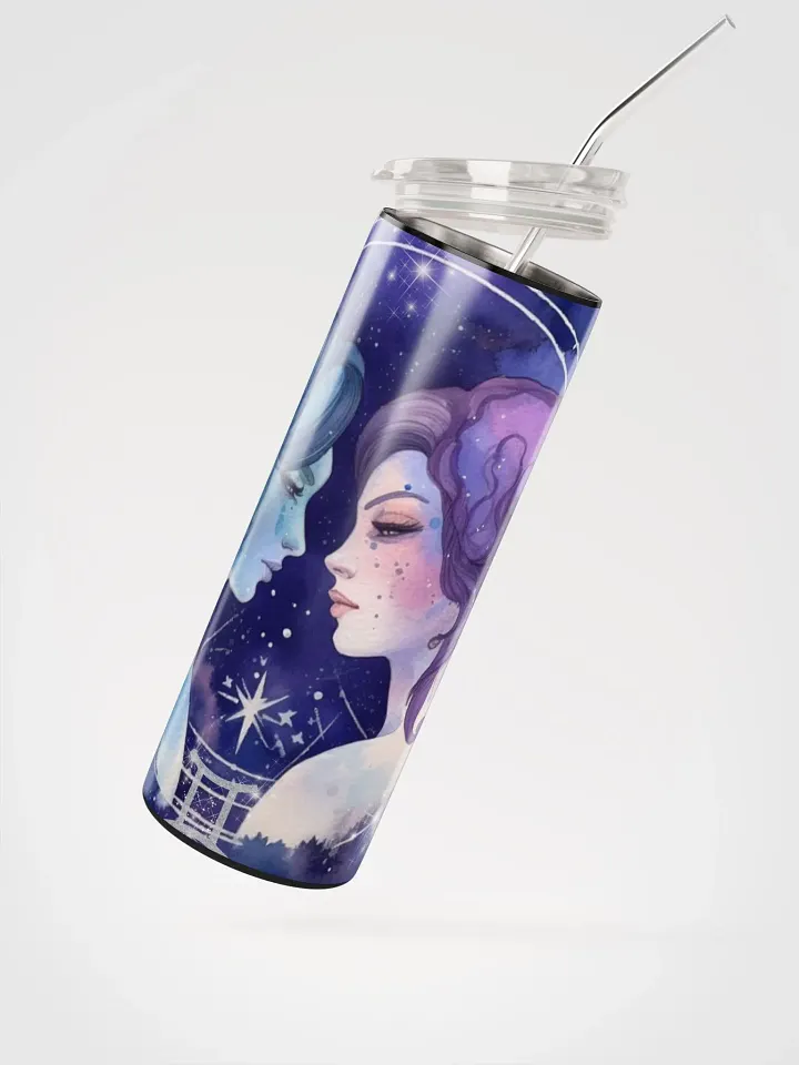 Illustrated Purple Gemini Zodiac Stainless Steel Tumbler - Keep Your Spirits High product image (2)