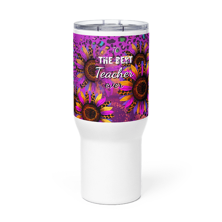 Sunflower leopard print Best Teacher Appreciation Travel Mug for all teachers product image (3)