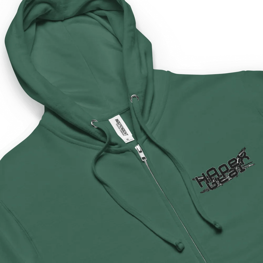 Fleece Zip Up Hoodie - Embroidered - Black HApex Gear White Logo product image (7)