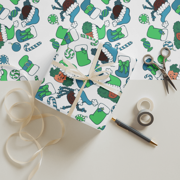 Black Girl Christmas Wrapping Paper 3 Sheets Size: 28.75″ × 19.75″ product image (2)