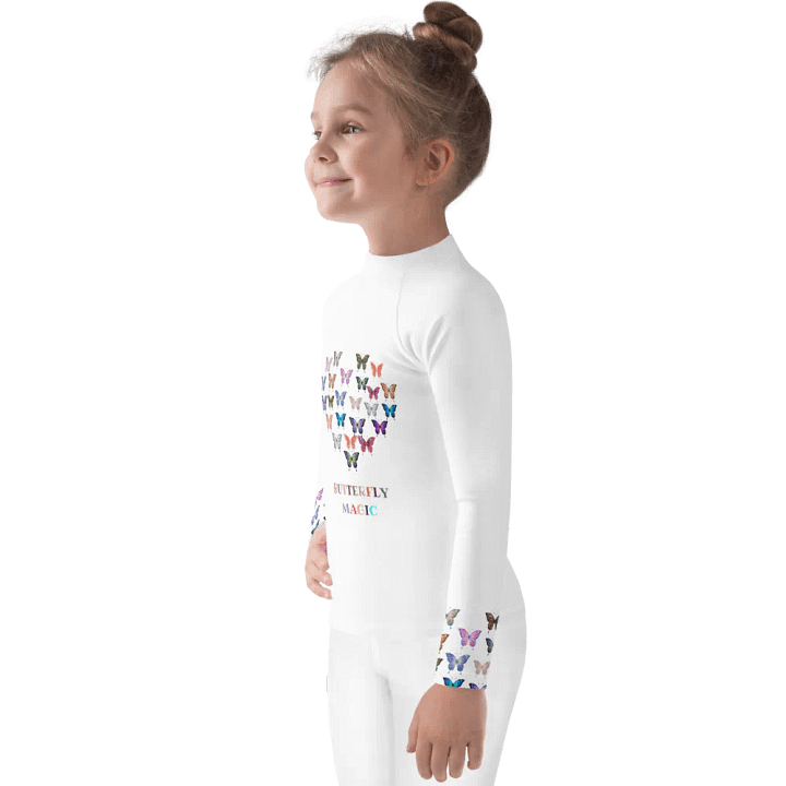 Butterfly Magic Kids White Rash Guard product image (2)
