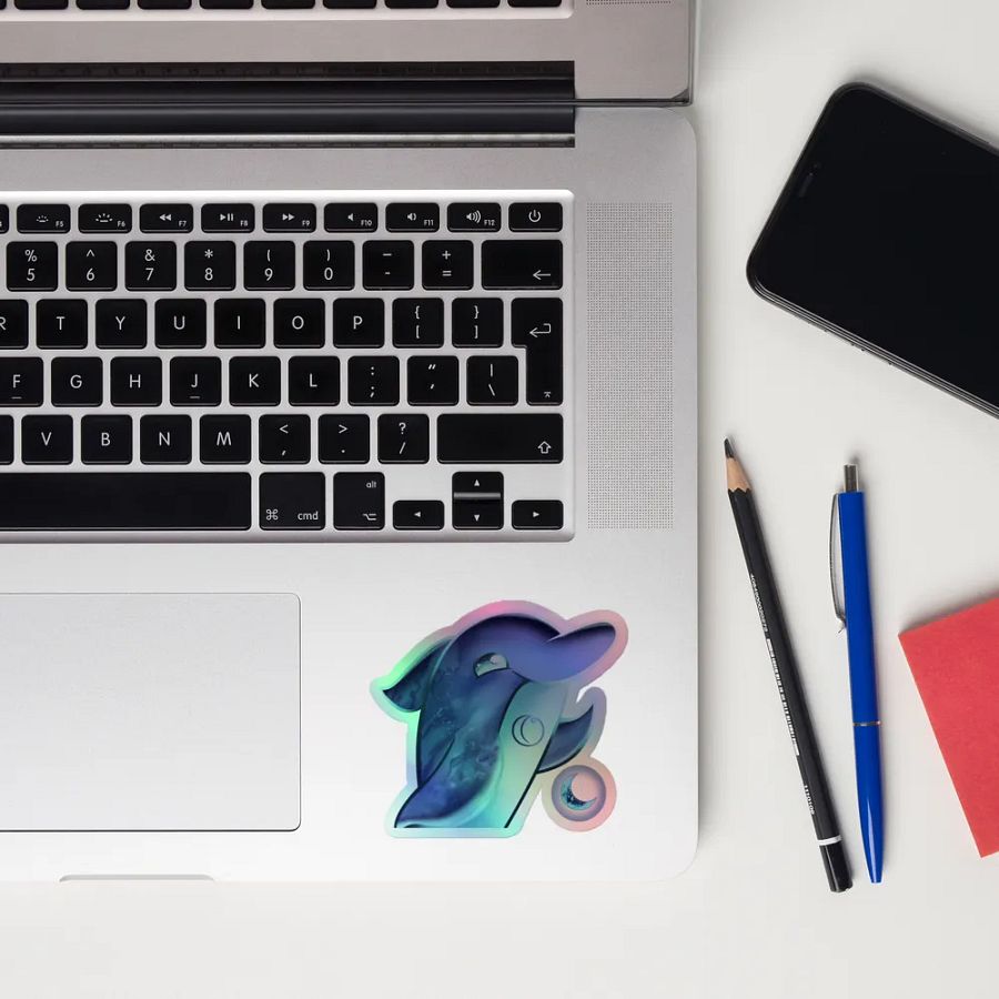CELESTIAL MOON DOLPHIN - HOLOGRAPHIC STICKER product image (10)