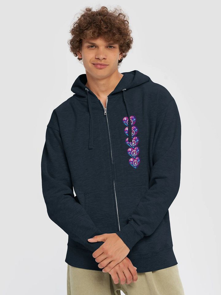 Galaxy Peace-Heart Zip Hoodie with Large Back Image of Chibi Tori product image (2)