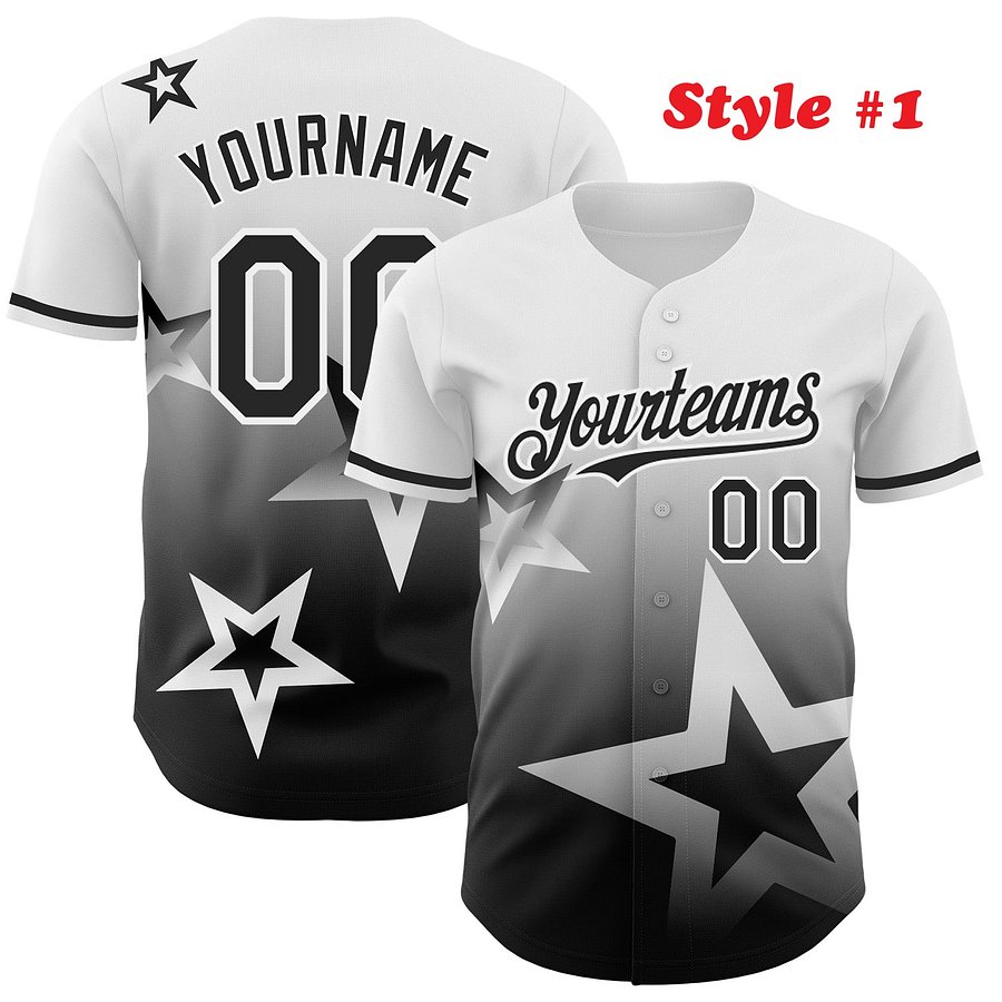 Authentic Baseball Jersey, Custom Baseball Jersey, Personalized Sport Jersey, Colorful, 3D Gradient Style Twinkle Star product image (184)