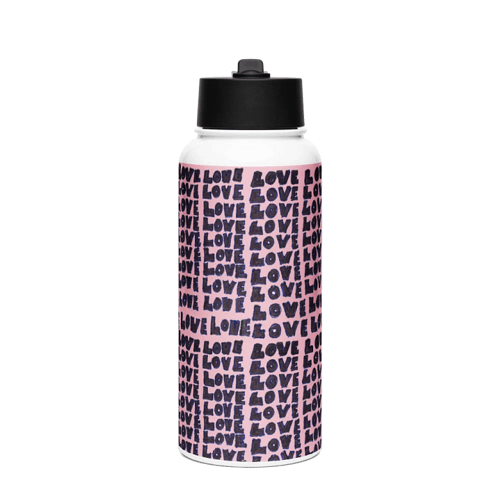 Love Stainless Steel Water Bottle with a Straw Lid in Pink product image (1)