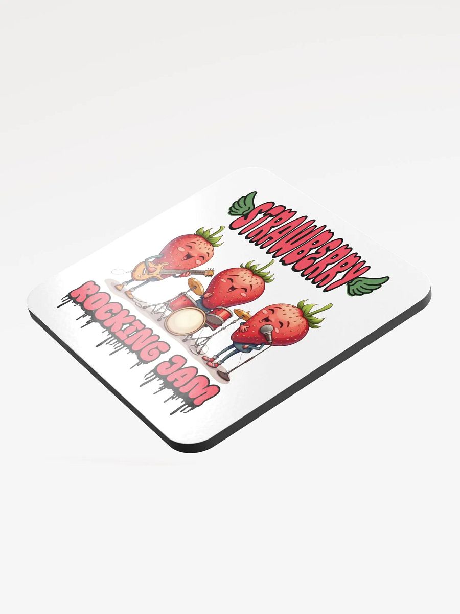 Strawberry Rocking Jam Band Glossed Cork Coaster product image (3)