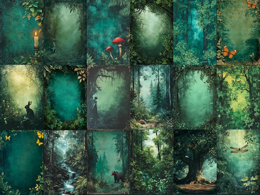 Deep in the Forest Digital Paper Pages for Scrapbook, Junk Journal and more product image (4)