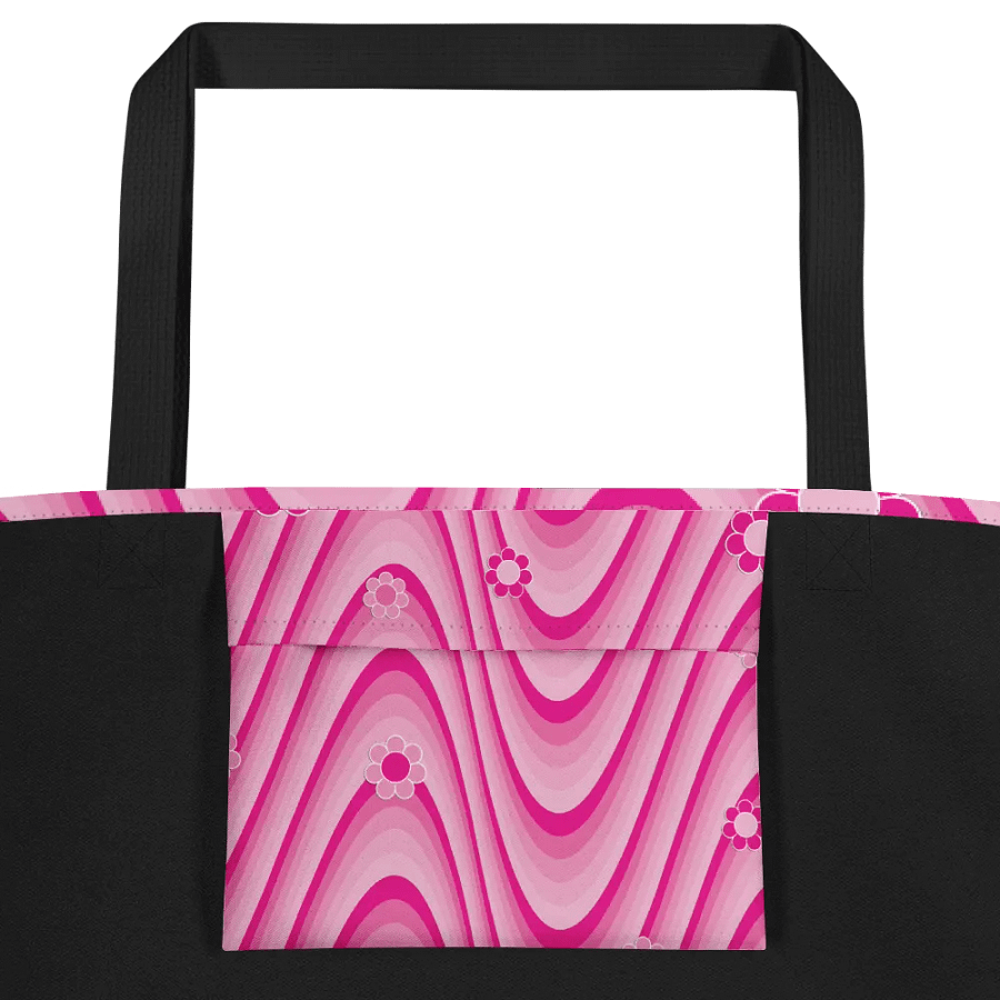 Retro Flowers Pink Wave Tote Bag product image (4)