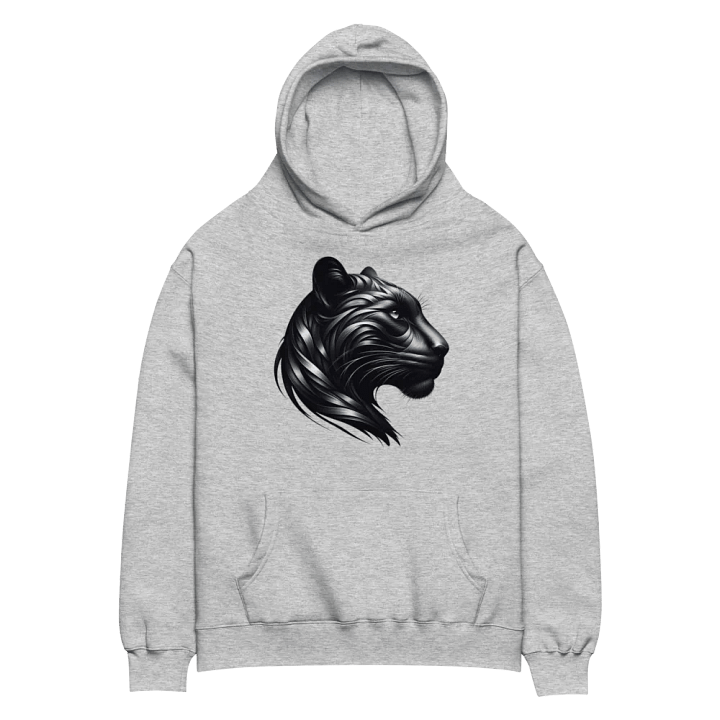 Men's Light Gray Hooded Pullover with Panther Mandala Design – High-Quality Print and Stylish Comfort! product image (2)