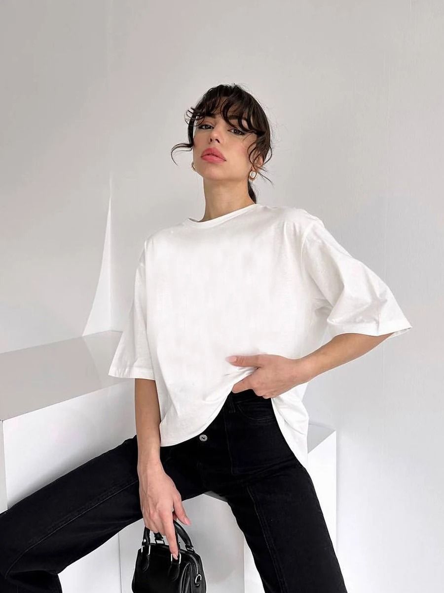 100% Cotton Oversized Solid Tees product image (5)