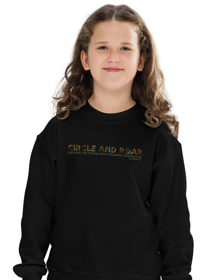 "Circle and Roar" Joshua 1:9. Gradient Text Youth Crew Neck Sweatshirt product image (14)
