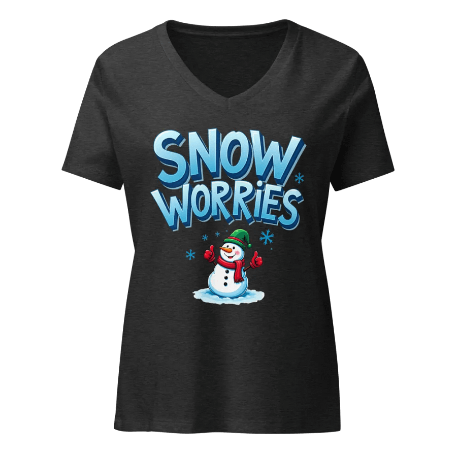 Snow Worries Cartoon Snowman V-Neck Tee product image (3)