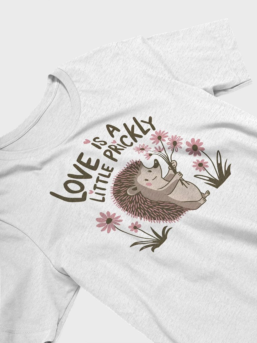 “Love is a little prickly” t-shirt, Quirky love t-shirt, Adorable hedgehog design, Playful romantic apparel, Humorous love quote, Unique gifts for romantics, Lighthearted relationship humor, gift idea product image (3)