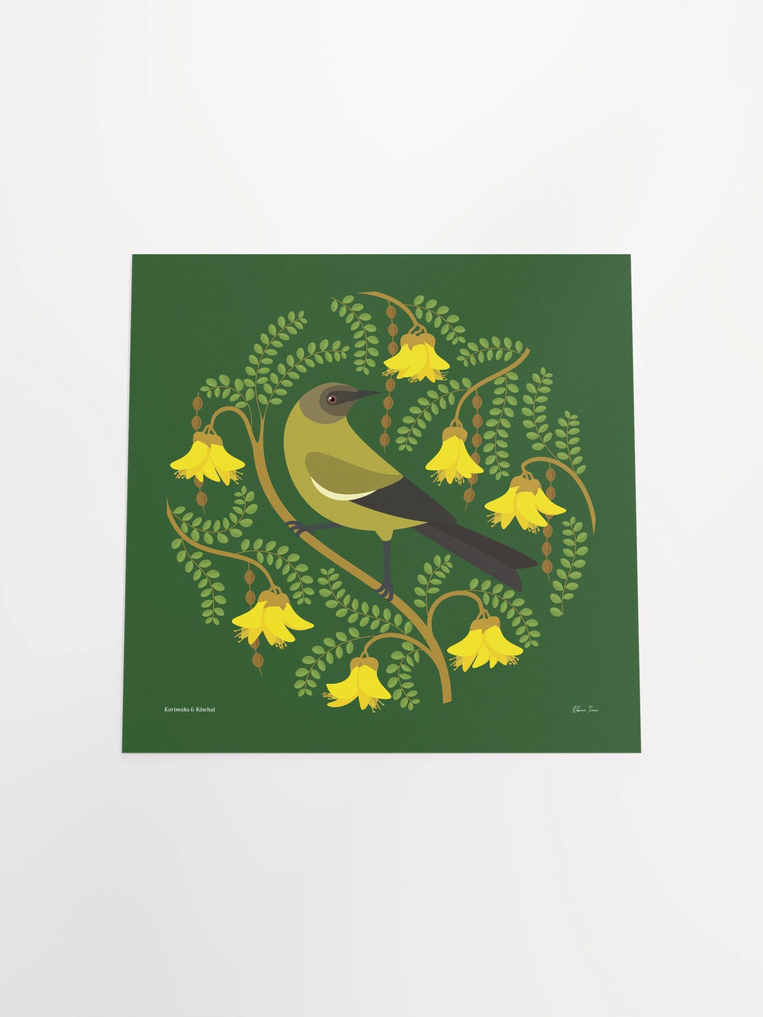 Korimako in Kōwhai Unframed Wall Art product image (4)