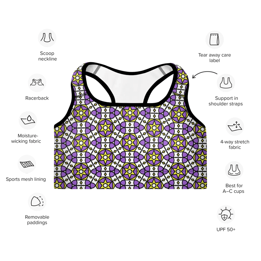 Non-Binary Abstract (2) - Padded Sports Bra product image (7)