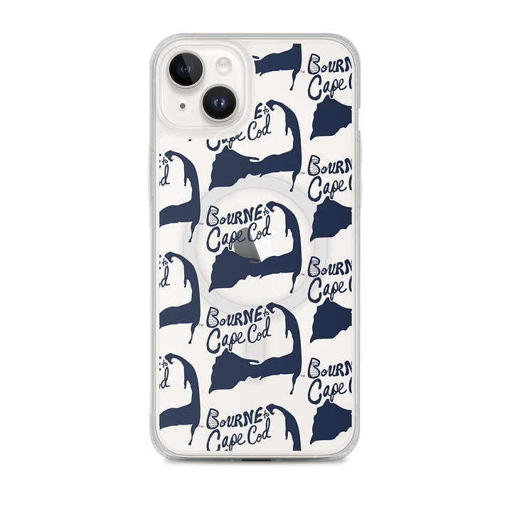 BOURNE to Cape Cod™ | MagSafe® Clear iPhone® Case | Coastal Cool Protection & Style | Navy Blue | Repeat Logo product image (2)