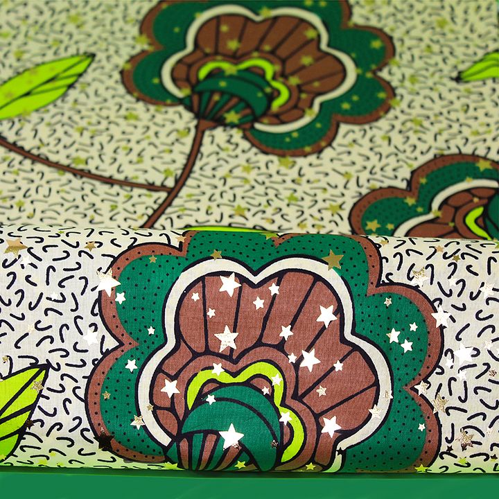 Tessuto Africano Wax Print - Lavorazione Oro - Design Floreale - cod.508/B product image (1)