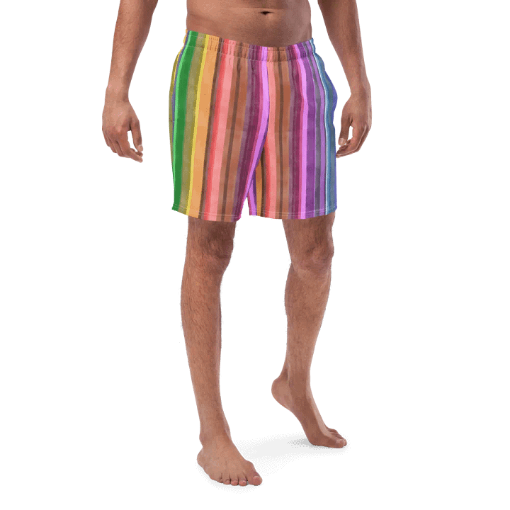 Cool Gouache Striped Men's Swim Trunks product image (2)