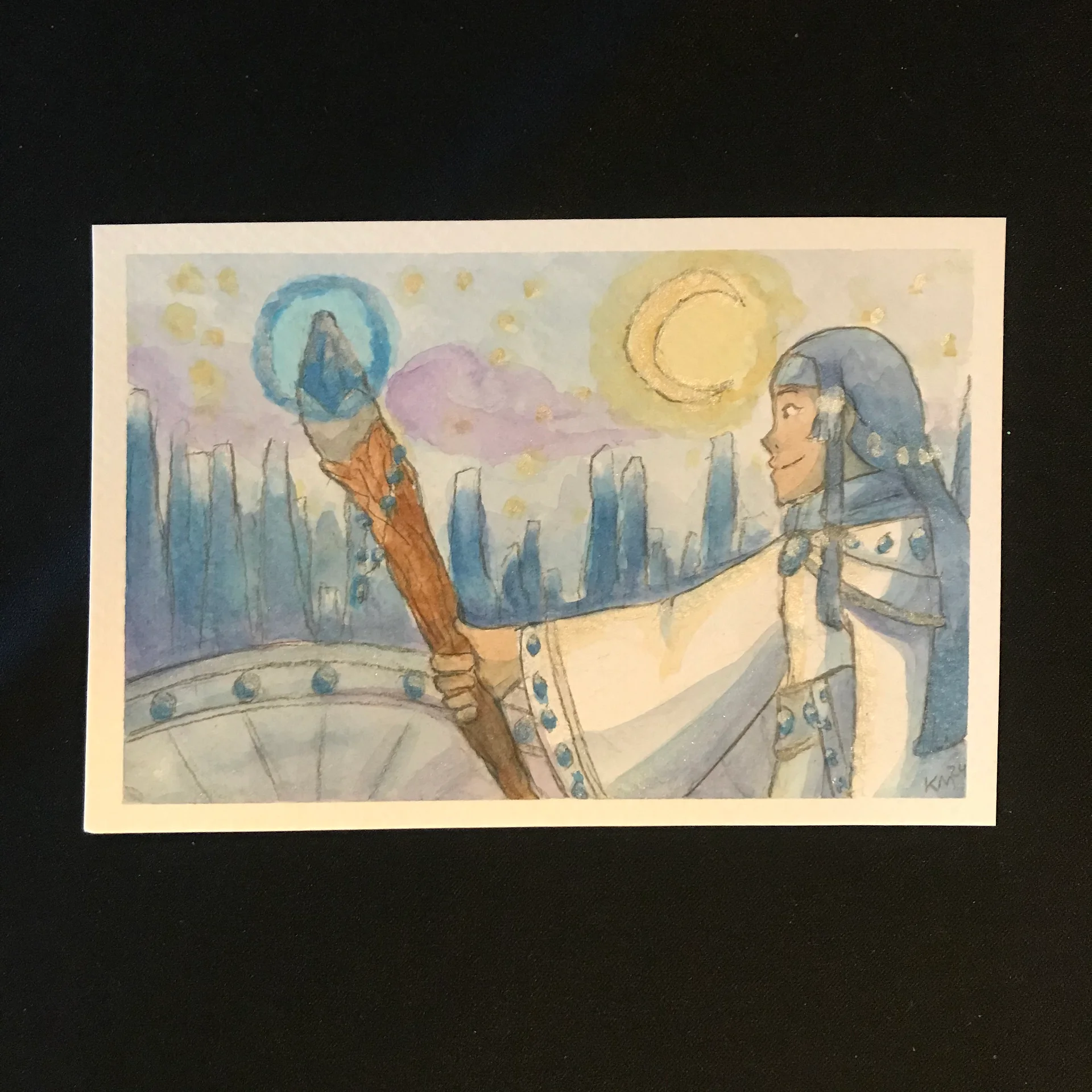 Blue Crystal Wizard Original Watercolor product image (1)