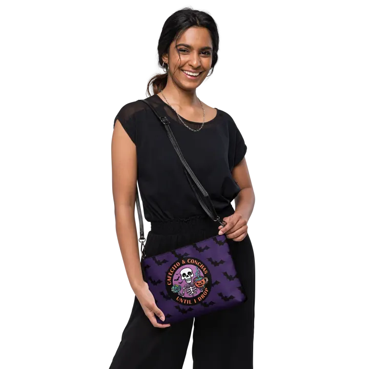 Cafecito and Conchas Halloween Skeleton Flip-Sided Faux Leather Crossbody Bag product image (2)