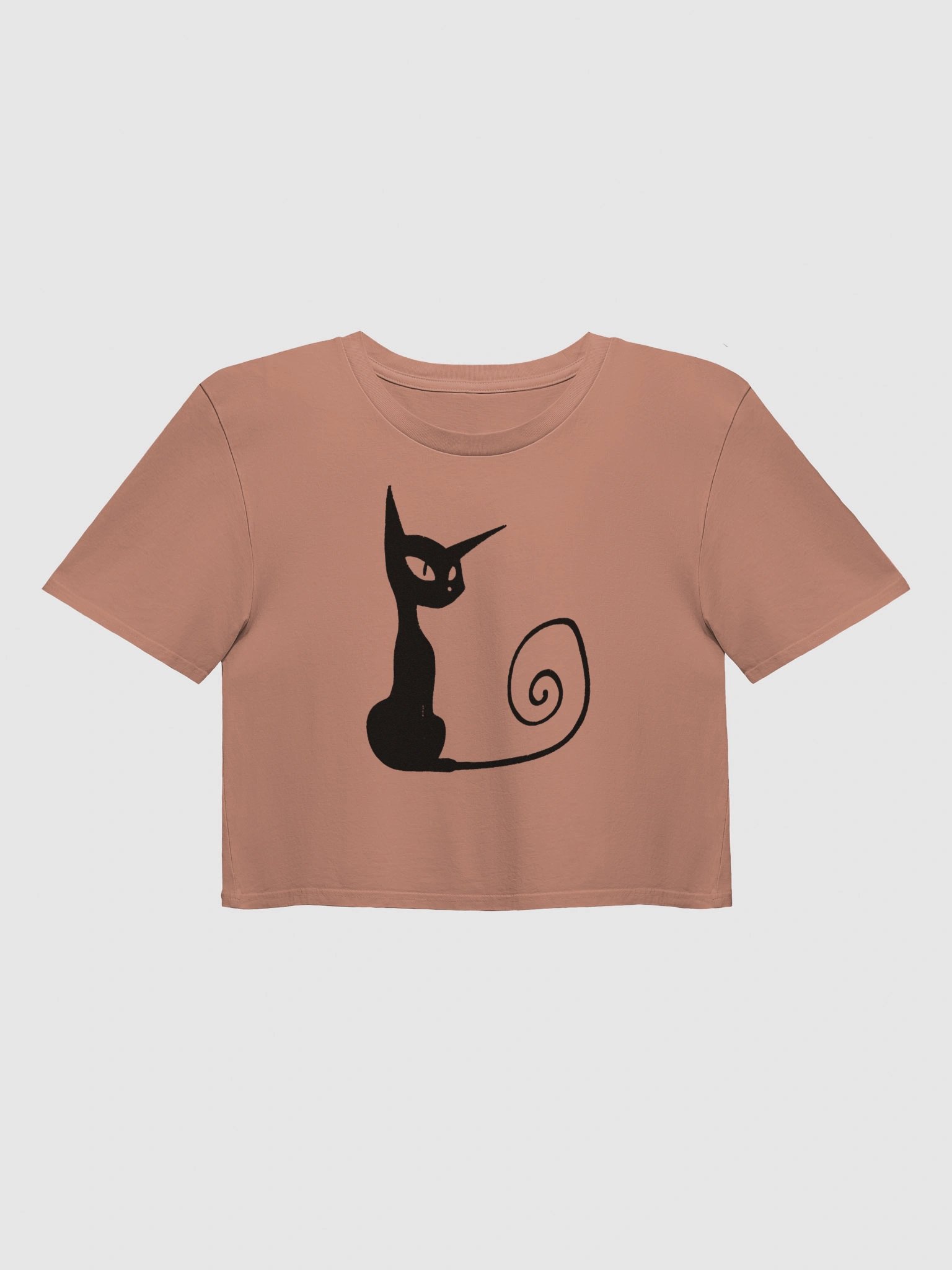 Y2K Aesthetic Black Cat Crop Top Tee - Cute Edgy Baby Tee product image (3)