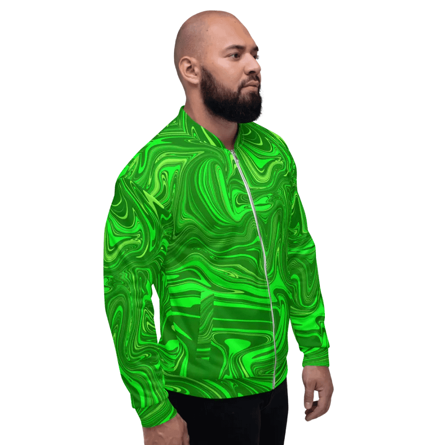 Unisex Bomber Jacket - Different Shades of Green Digital Fluid Art product image (5)