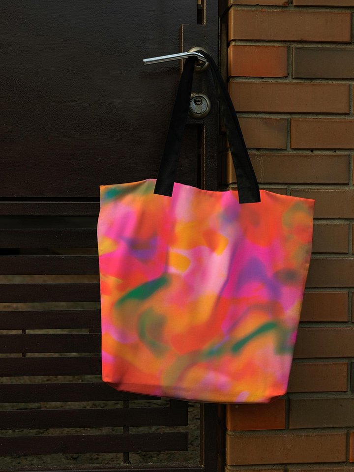 Large Tote Bag "Trendy Vibrant Pink Orange Tie Dye" product image (1)