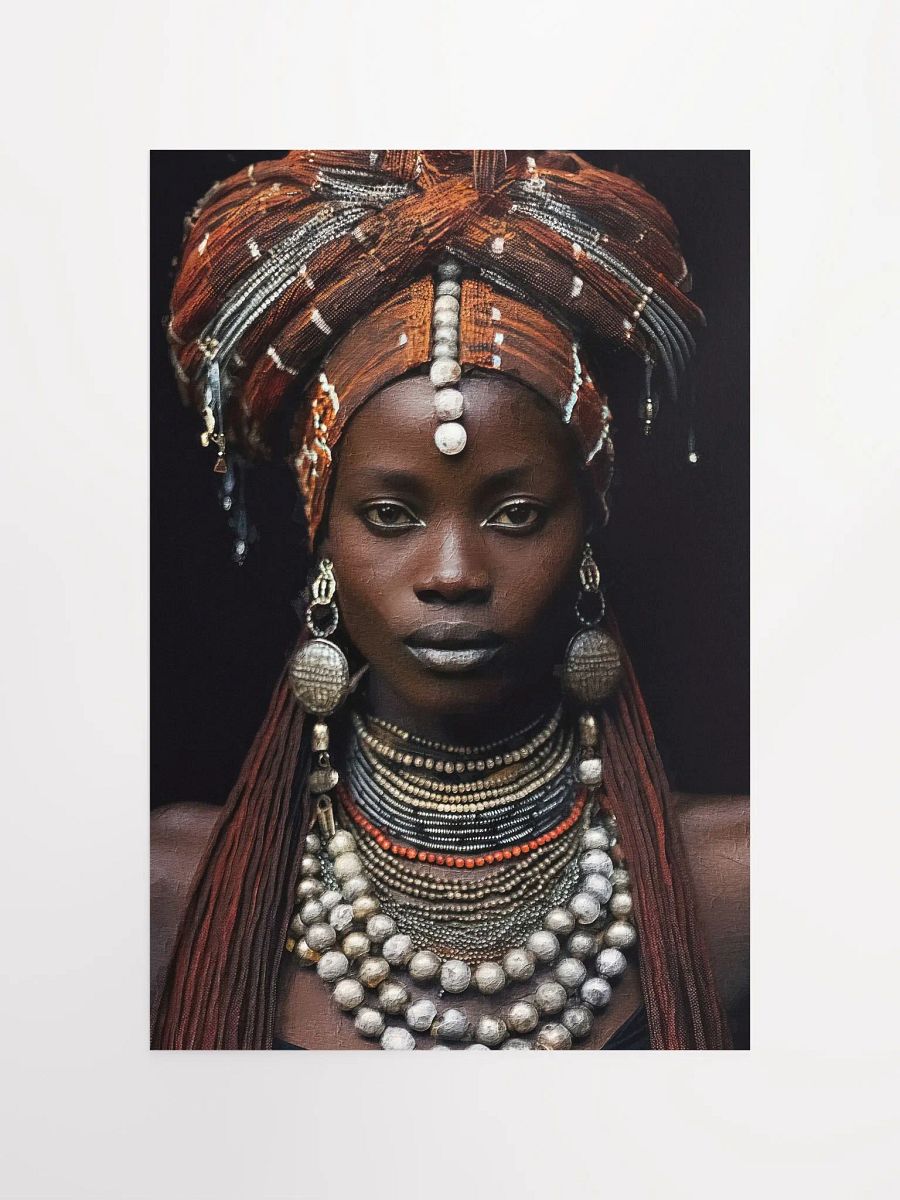 African Woman in Traditional Head Dress, Bronze & Silver Jewelry Poster Print, Unframed product image (5)