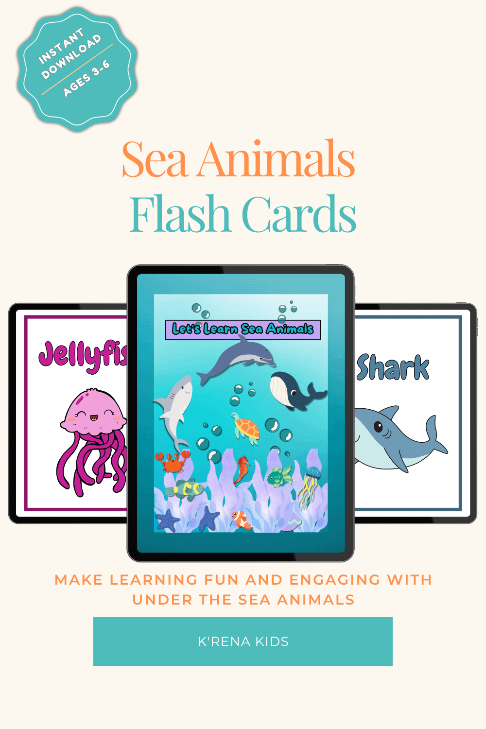 Let's Learn Sea Animals Flash Cards (Digital) product image (1)