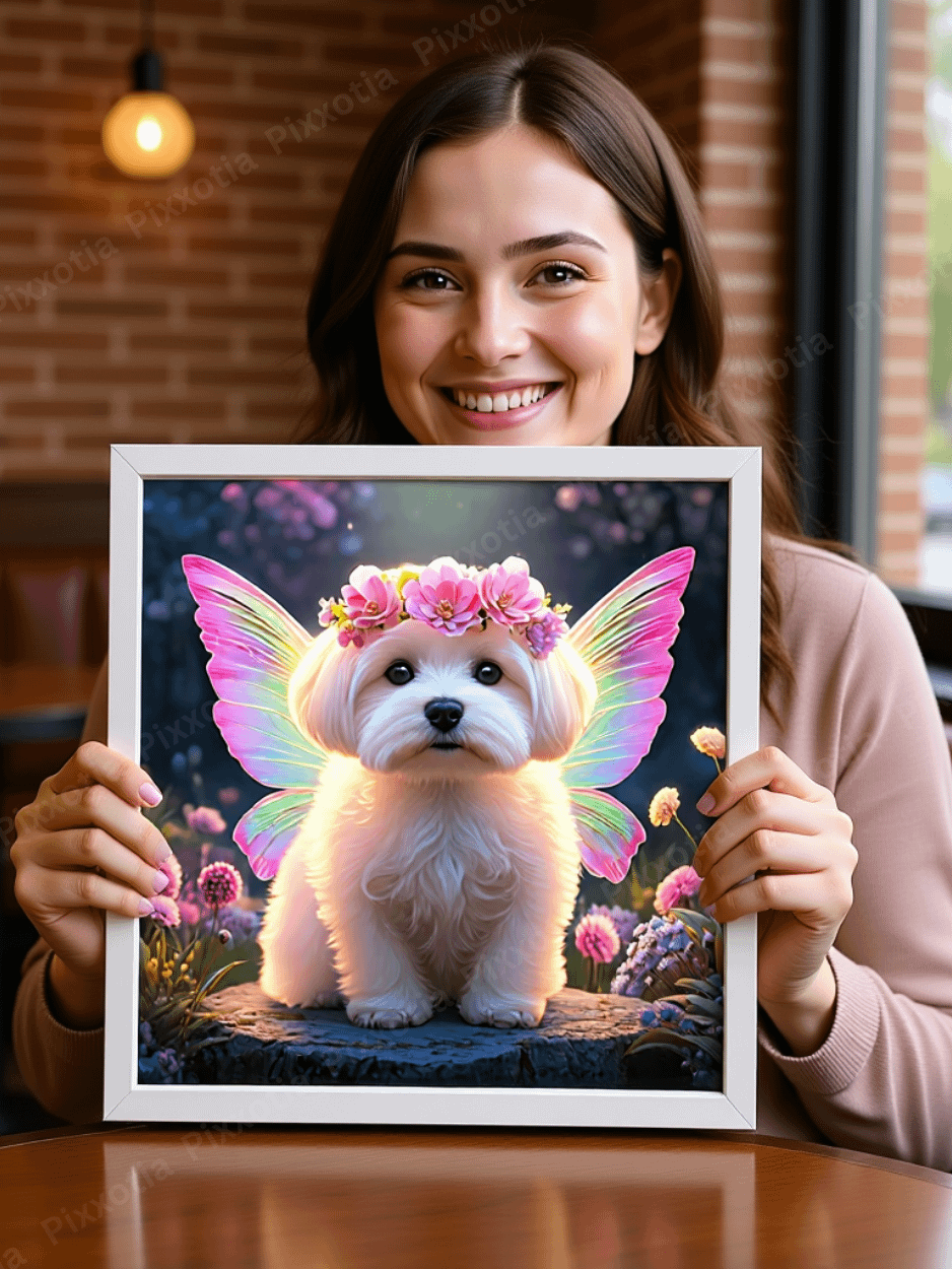 Custom Pet Portrait with Fairy Wings and Flower Crown | Digital Pet Gift product image (4)