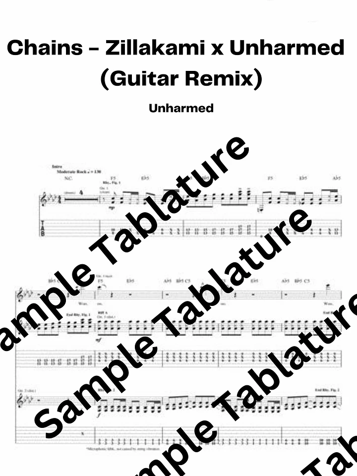 Chains - Zillakami x Unharmed (Guitar Remix) Guitar Tablature product image (1)
