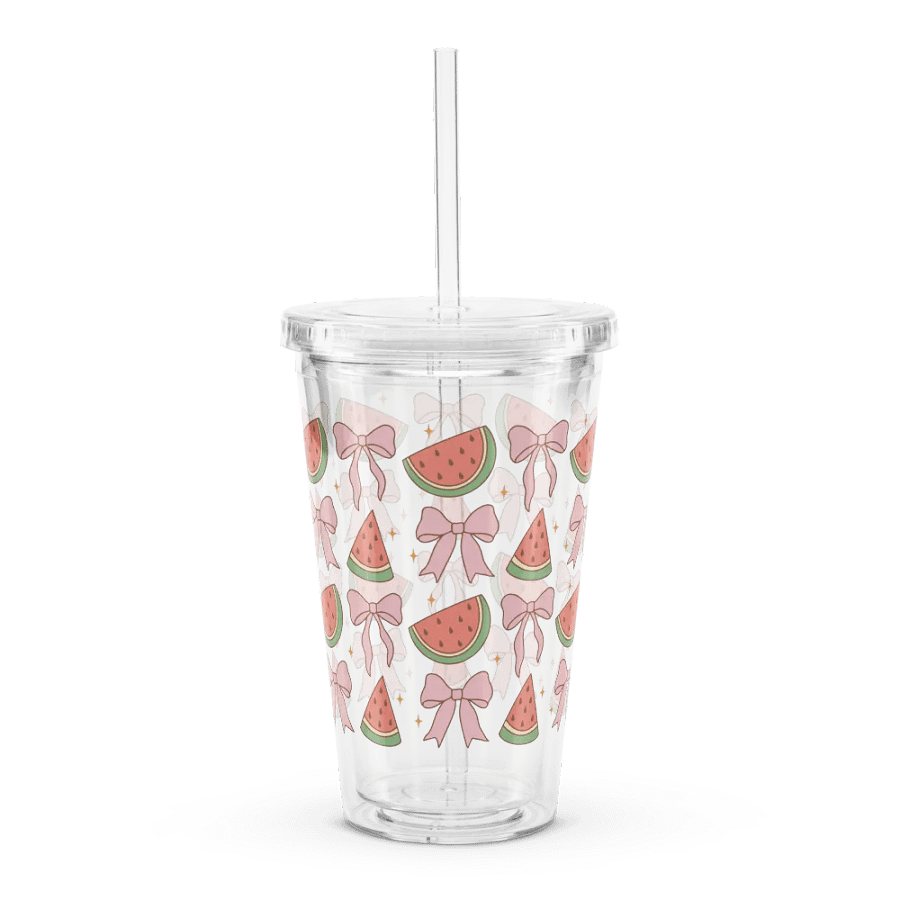 Bows & Watermelons Coquette Double Wall Clear Plastic Tumbler (16 oz) product image (3)