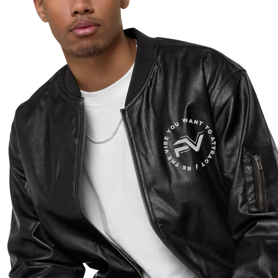Certified Cool Faux Leather Bomber Jacket product image (7)