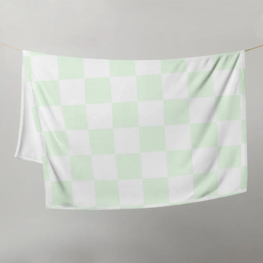 Squares White and Limegreen/Throw Blanket by Allcolor product image (11)
