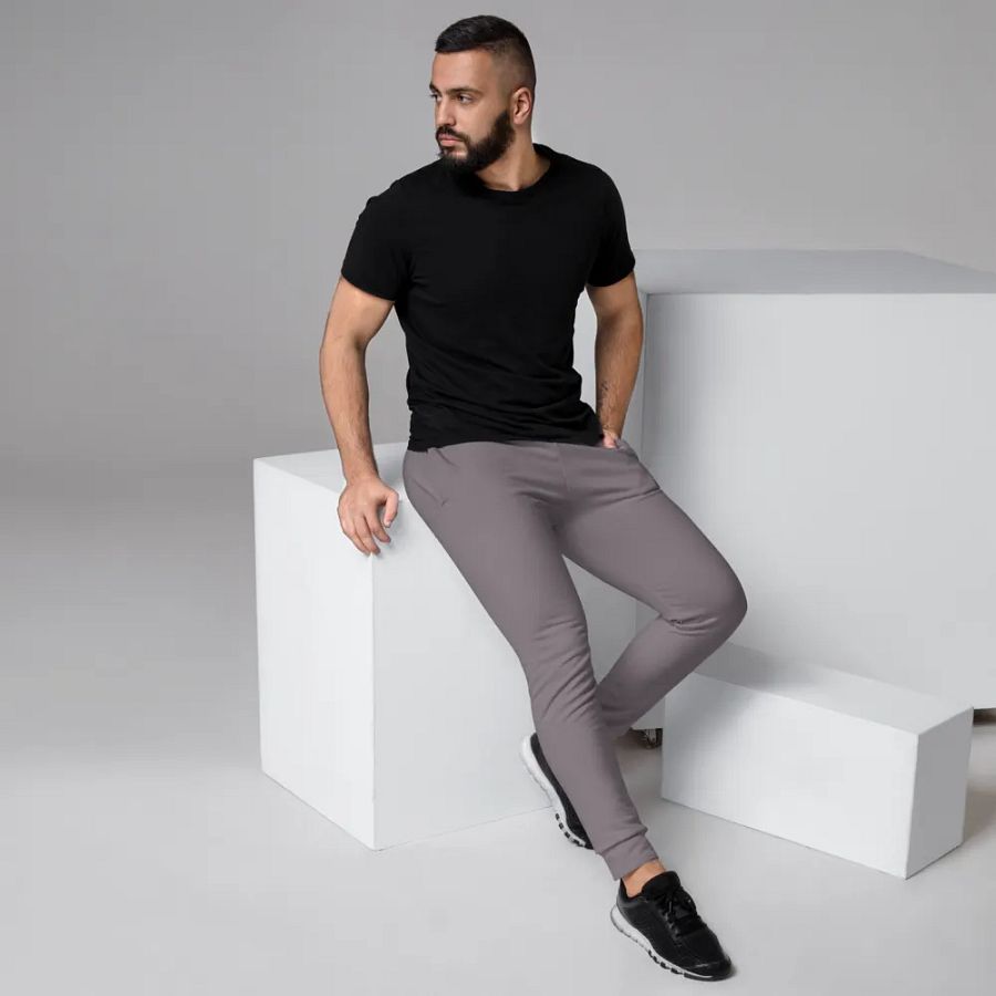 Plain Medium Gray True Summer Recycled Polyester Premium Men's Joggers by Treasure Pie product image (3)