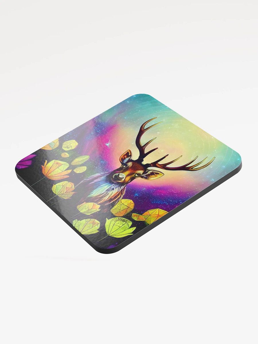 Cosmic Deer Glossed Cork Coaster product image (3)