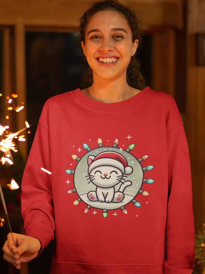 Merry Catmas Lights Sweatshirt product image (1)