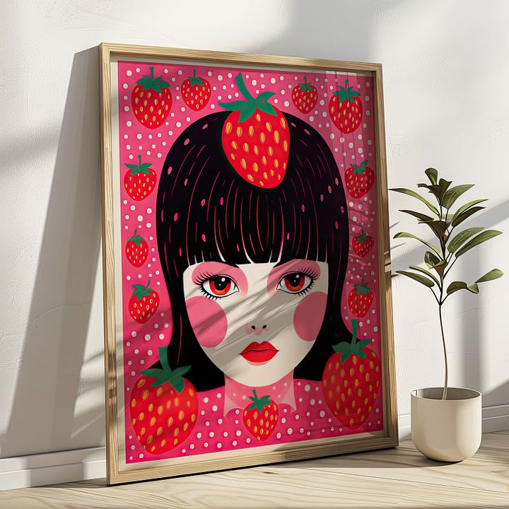 Yayoi Kusama Strawberry Girl Maximalist Art Print product image (17)