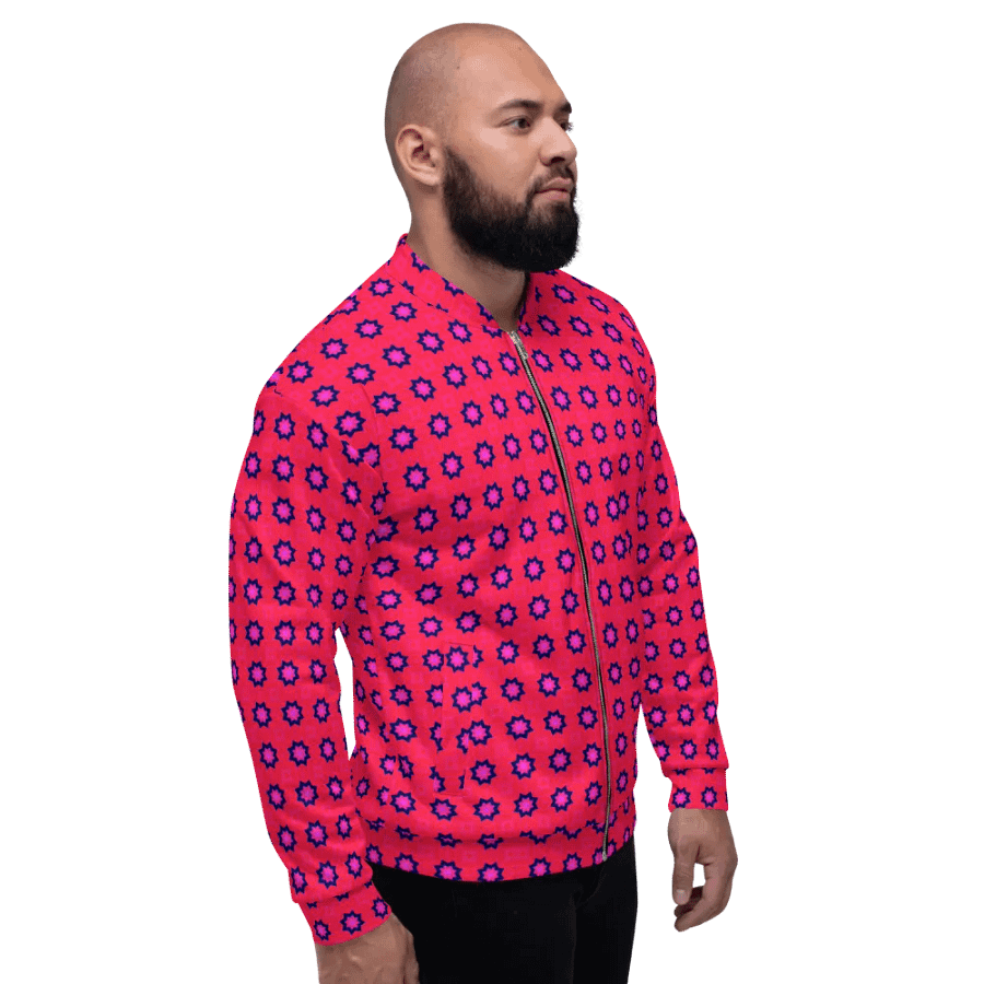 Abstract Red Unisex Bomber Jacket product image (5)