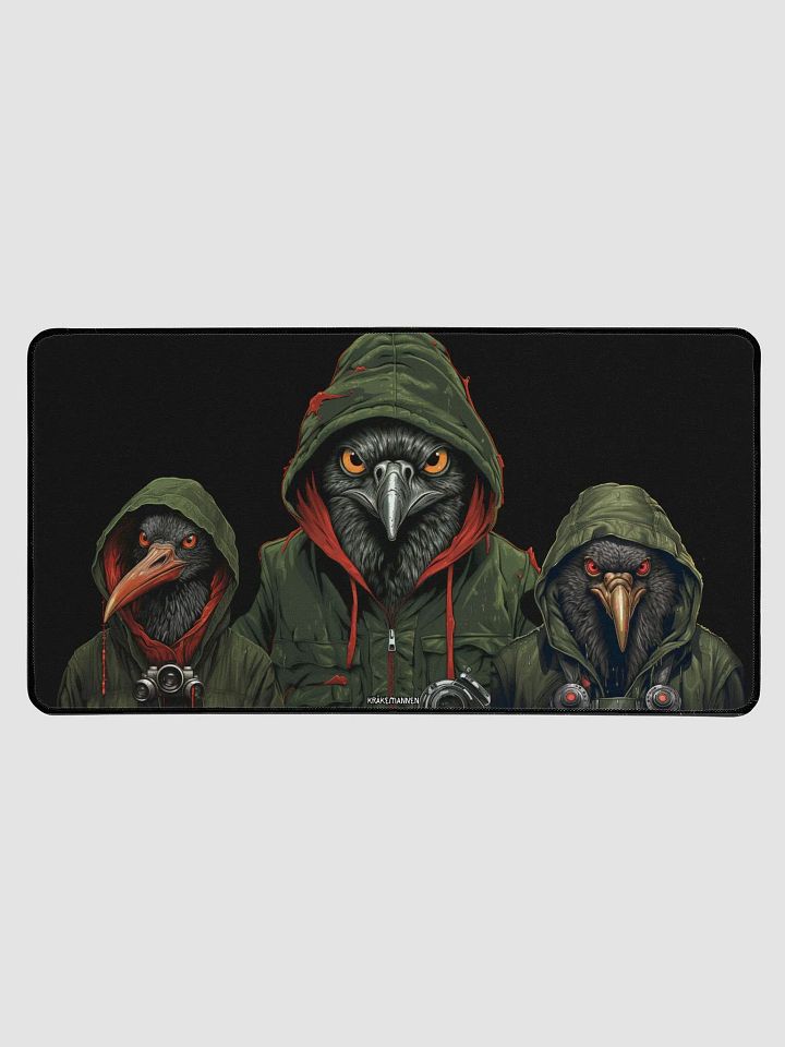 Premium XL Desk Mat 🖱 Three mysterious birds in dark green 💚 product image (1)