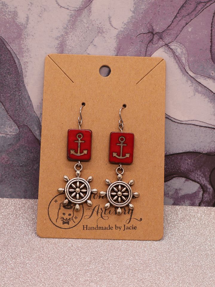 Red Anchor Drop Earrings product image (1)