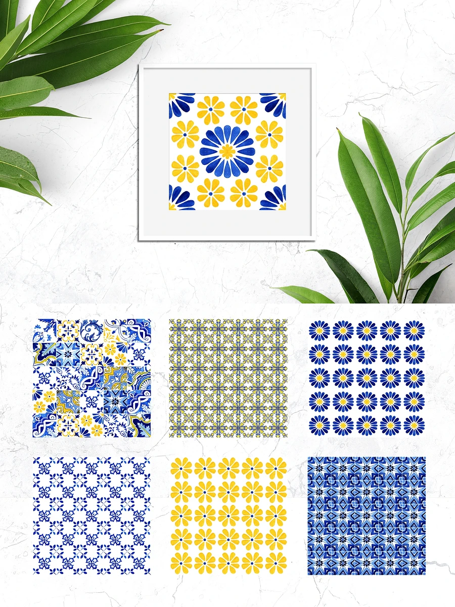 Portuguese Azulejos Tiles & Patterns Watercolor Clipart and Seamless Patterns BUNDLE product image (8)
