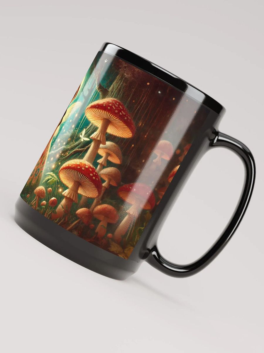 Mushroom Fairy Coffee Cup - 15 oz Black Glossy Mug product image (5)