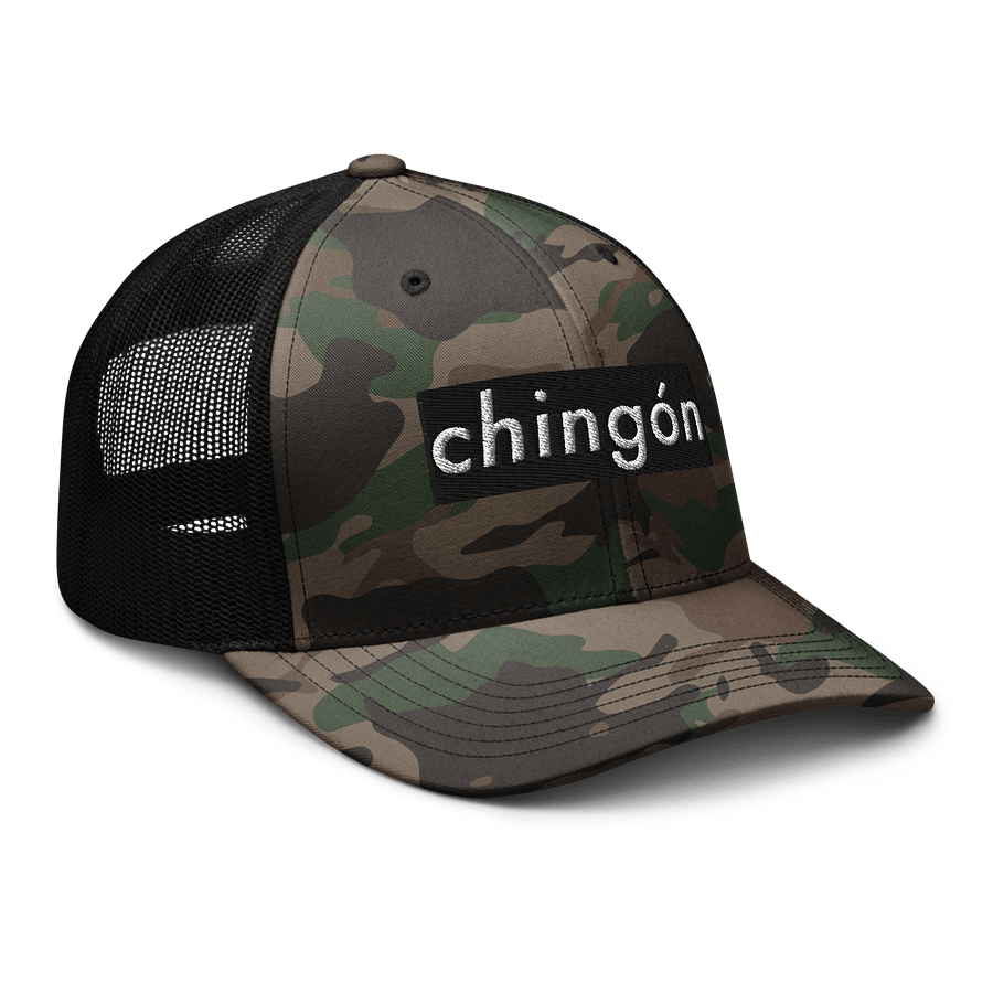 Chingón Camo Trucker Hat product image (8)