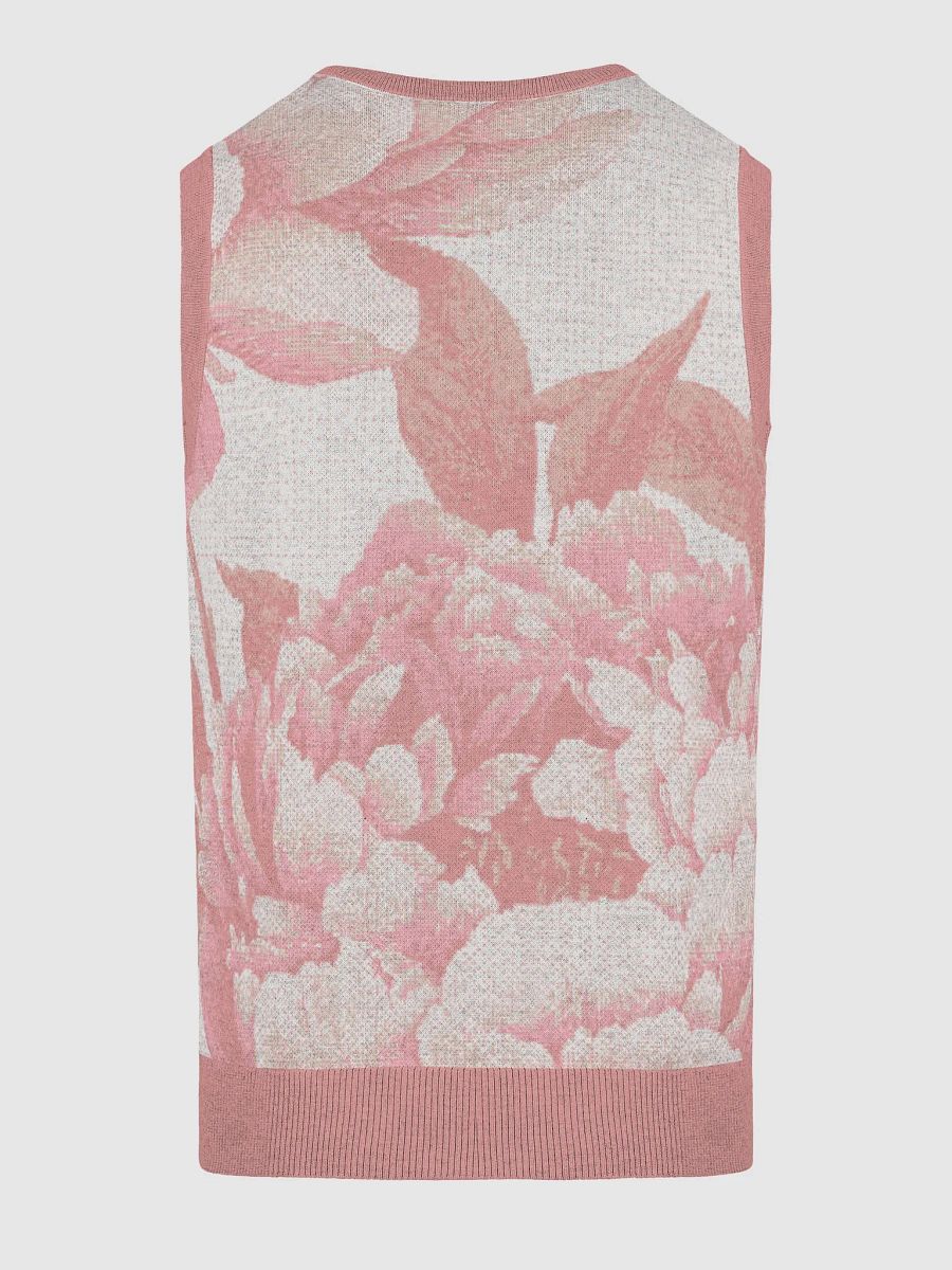 Floral Bliss Coral Knitted V-Neck Vest product image (16)