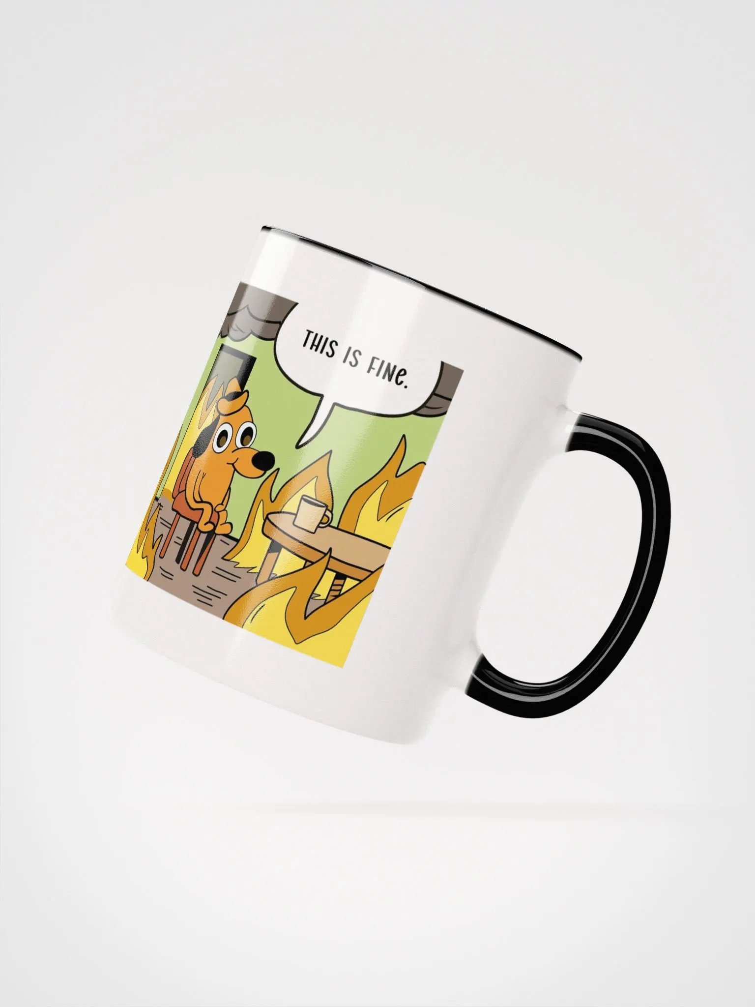 "This is fine" Ceramic Mug with color inside product image (2)