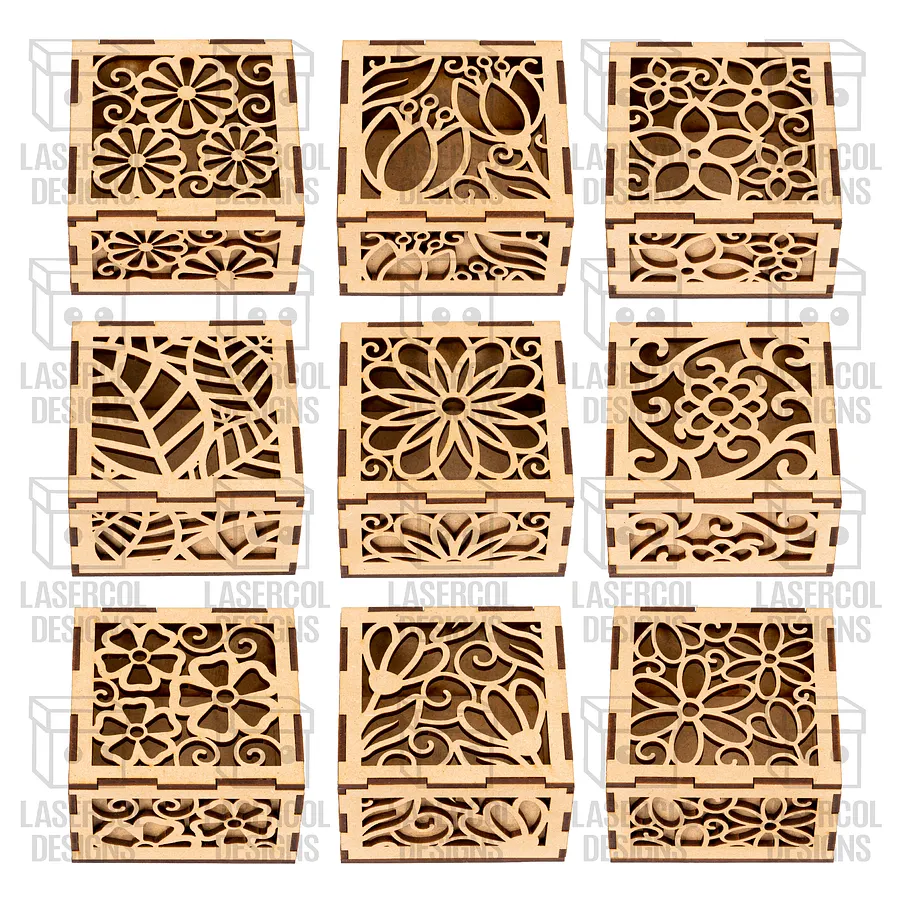 Boxes Bundle Set 1 & 2 (2 Sizes, 10 Styles Each) - Laser Cut Files product image (5)