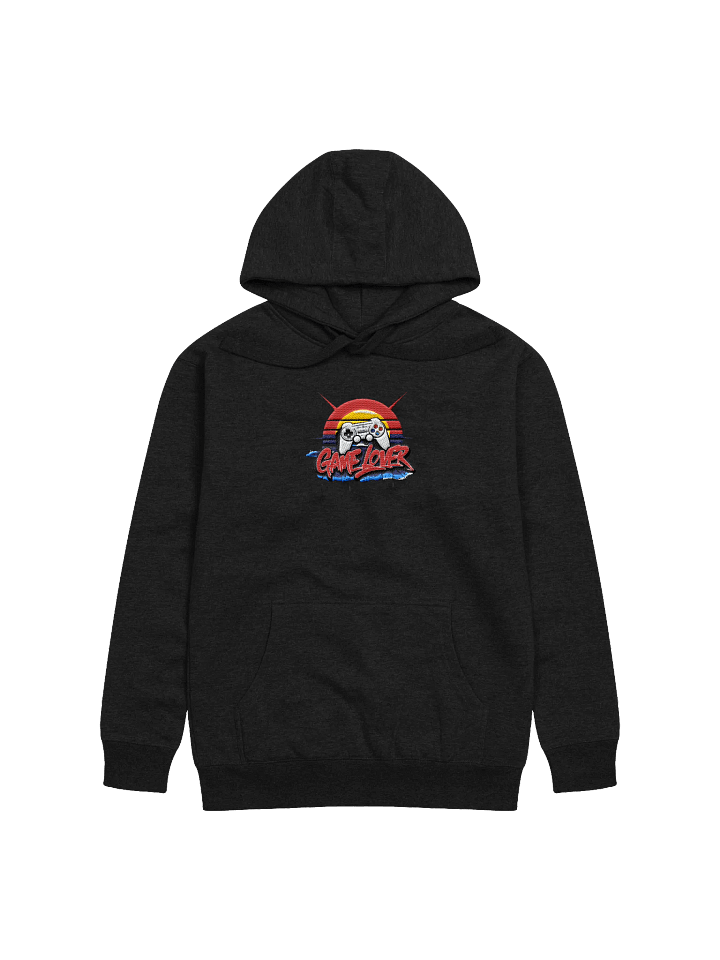 Retro Sunset Game Lover Center Embroidered Hoodie product image (1)