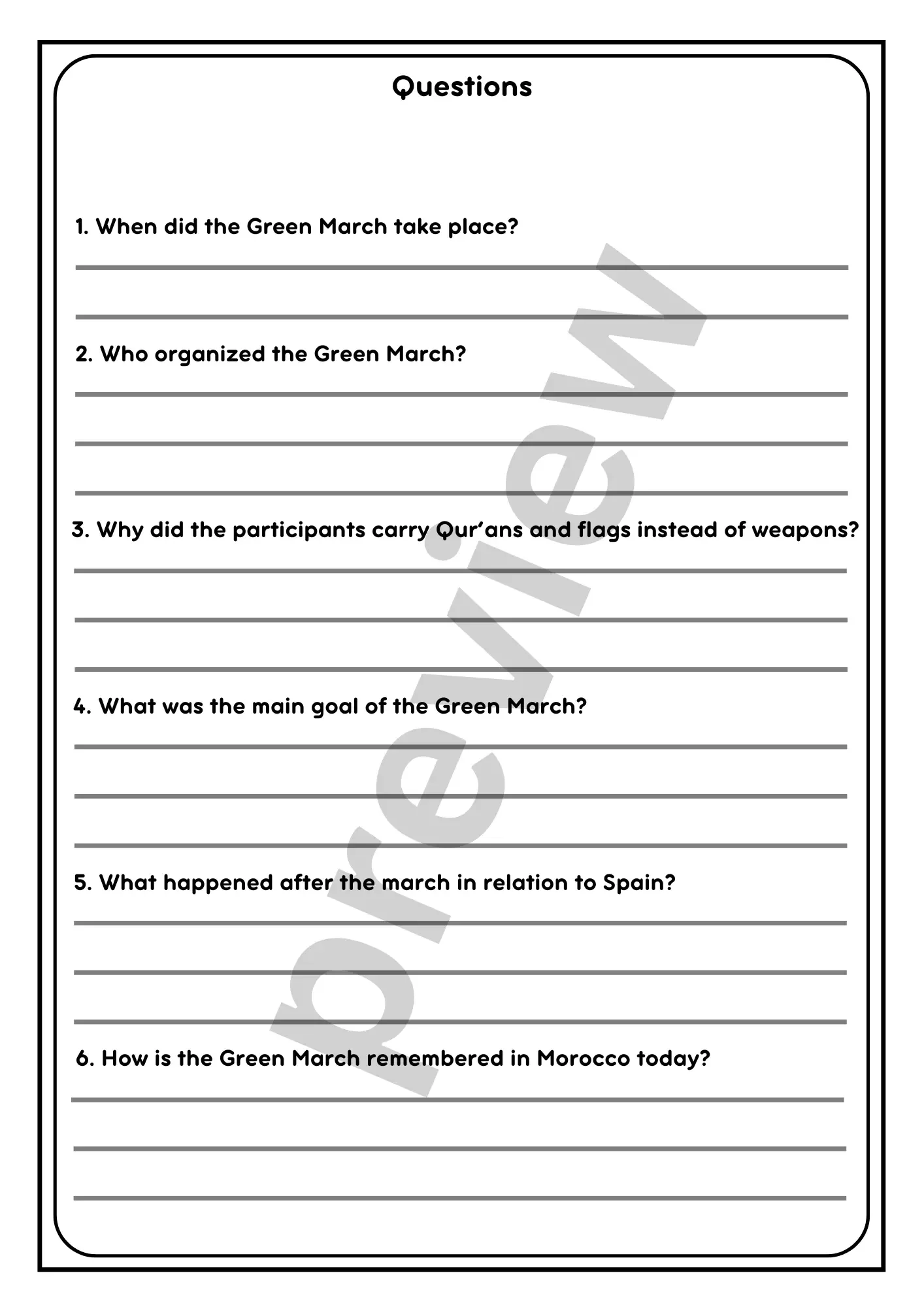 The Green March – Reading Comprehension Passage with Questions product image (3)