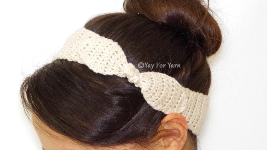 Knotted Bow Headband or Earwarmer - PDF Crochet Pattern & Video Tutorial product image (6)